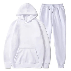 Conjunto Deportivo para Mujer Talla Grande, Sudadera con Capucha y Pantalones Deportivos, Color Sólido, Corte Regular Informal, Ropa Deportiva de Felpa para Otoño - Product Image 4