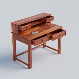 Bureau d'étude en bois massif Sheesham, poste de travail informatique, table d'écriture pour bureau à domicile, bureau pour ordinateur portable, mobilier moderne en bois de rose - Product Image 4