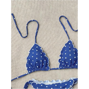 Conjunto de Bikini para Mujer, Traje de Baño con Volantes y Estampado de Lunares, Traje de Baño Triangular con Cuello Halter, Ropa de Playa Brasileña Sexy 2026 - Product Image 5
