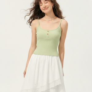 เสื้อกล้ามถักทรงเข้ารูปสำหรับผู้หญิง ติดกระดุมด้านหน้า เนื้อผ้านุ่มยืดหยุ่น สวมใส่สบาย เหมาะสำหรับฤดูร้อน สินค้าพื้นฐานสำหรับผู้ค้าส่งแฟชั่น - Product Image 1