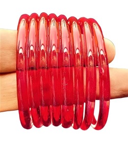 Pulseras de cristal rojo translúcido JPS en oferta, con acabado brillante, joyería tradicional elegante para mujeres y eventos especiales. - Product Image 4