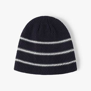 Women's Autumn Winter Wool <b>Hat</b> Color-Blocked Fleece-Lined Thickened Men's Knitted Beanie Cross-Border <b>Warm</b> Brimless Formal - Product Image 1