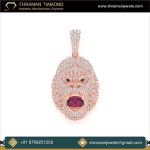 SHRAMAN DIAMOND Joyería Fina de Moda, Plata 925, Colgante Personalizado con Cara de Gorila de Dibujos Animados, Estilo Hip Hop, Diamante Cultivado en Laboratorio - Product Image 5