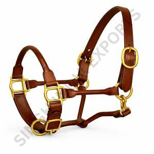 SIE Harnais de cheval en cuir véritable, réglable, de qualité supérieure, avec quincaillerie en laiton massif, équestre anglais et western - Product Image 3