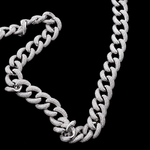 Meilleure collection de chaînes cubaines entièrement serties de diamants Moissanite, style hip-hop, en or blanc personnalisé pour homme, magnifique collection de marque - Product Image 4