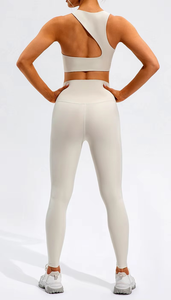 Conjunto Deportivo de Yoga para Mujer, 2 Piezas, Cintura Alta, Secado Rápido, Color Sólido, Transpirable, Antibacterial - Product Image 4