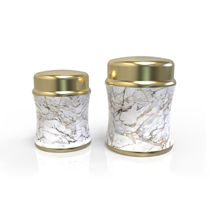 Decorative Marble Print Metal Storage Canister with Lid for Tea Coffee Sugar <b>Cookies</b> and Snacks Premium Kitchen Storage Canister - Product Image 1