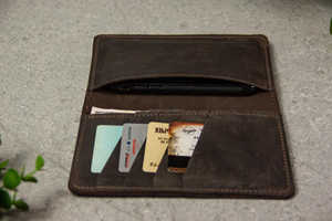 Customized Wholesale Genuine Leather Checkbook Case Vintage Business Check <b>Book</b> Holder Pocket <b>Wallet</b> Core LCR-0143 - Product Image 5