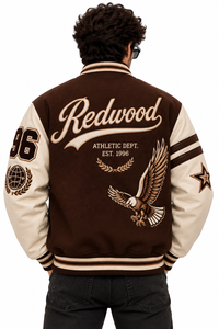 Chaqueta Universitaria Retro Unisex, Mezcla de Lana/Poliéster, Parche de Chenilla con Bordado de Águila, Secado Rápido, Transpirable, Informal de Invierno - Product Image 2