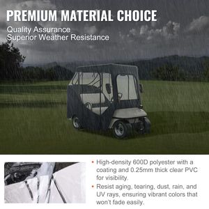 Copertura per Golf Cart a 2 Posti, Protezione Solare e Antipolvere in Poliestere per Club Car - Product Image 3