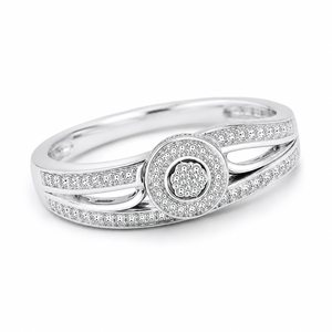 Bague de fiançailles pour femme, or blanc plaqué 10 carats, diamant rond brillant, cadeau d'anniversaire pour femme - Product Image 1