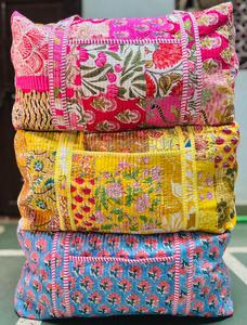 Beautiful Bohemian Cotton Duffle Bag Handmade Quilted Weekender Travel <b>Backpack</b> <b>Large</b> External Frame Block Printed Design Women - Product Image 1