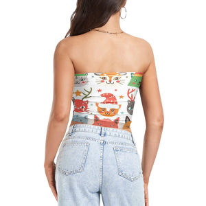 Christmas <b>Tube</b> <b>Top</b> Strapless High Quality Women's <b>Long</b> Sleeveless Sublimation Holiday Party <b>Top</b> Gym Tank <b>Top</b> with custom - Product Image 2
