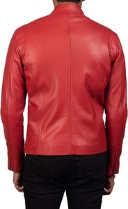 Iconic Red Genuine <b>Leather</b> Biker <b>Jacket</b> <b>Men</b> Motorcycle <b>Jacket</b> - Product Image 2