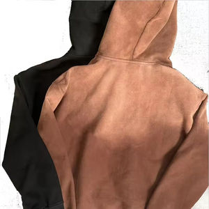 Sudadera con capucha y cremallera para hombre, estilo vintage, de felpa, con lavado ácido, doble capa, desgastada, efecto descolorido por el sol, estilo streetwear. - Product Image 5