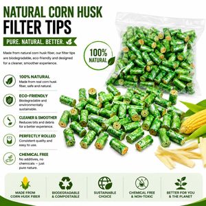 LIPTIPS Filtros de Paja de Maíz Naturales, Ecológicos y Biodegradables para Fumar Cigarros |   Verde con Blanco | Tamaño 9x20mm - Product Image 4