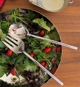 Stylish Mirror Finish Metal Salad Serving Set for Modern Dining Room and <b>Buffet</b> Styling - Product Image 1