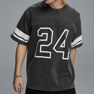 High Quality 300gsm Slub Cotton <b>Tshirt</b> Streetwear Football Jerseys Men's <b>Tshirts</b> Acid Wash Distressed Oversized <b>Tshirt</b> - Product Image 1