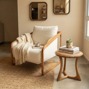 Sillón Moderno de Madera de Teca Sólida con Cojín Tapizado para Hotel, Villa, Resort, Muebles de Sala de Estar - Product Image 1