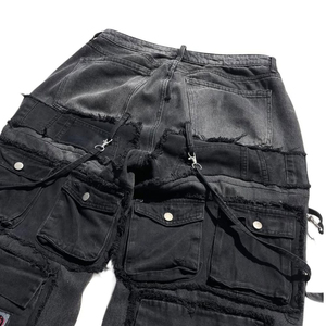 High Quality Lightweight Men's Vintage Stacked Pant First Design <b>Embroidered</b> Baggy Faded Waterproof Breathable <b>Jeans</b> Bulk - Product Image 4
