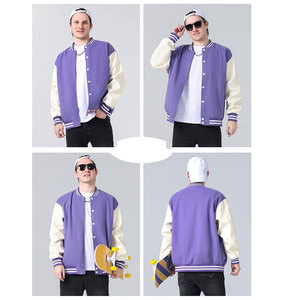 Varsity <b>Jacket</b> for <b>Men</b> New Design Style Stand Collar Genuine Leather <b>Letter</b> Pattern Vintage Winter Custom - Product Image 3