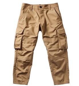 Pantalon cargo décontracté pour homme, coupe droite, 100% coton, taille haute, léger, avec plusieurs poches - Product Image 1