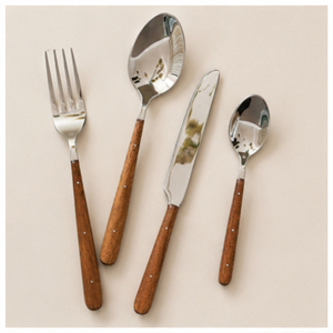 Luxury Natural Wood Handle Cutlery Set Stainless Steel French Bistro Style <b>Flatware</b> for Wholesale Hotel Tableware Silverware - Product Image 5