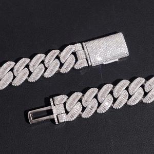 Collar de Lujo con Eslabones Cubanos Chapado en Oro de Plata Esterlina con Moissanita VVS y Baguette, Cadena de Declaración Estilo Hip Hop para Hombres y Mujeres - Product Image 3