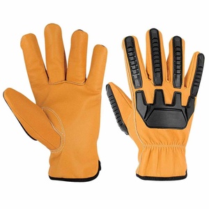 Gants de travail en cuir de vachette grainé de qualité supérieure, jaunes, résistants aux chocs, durables, pour la protection au travail - Product Image 3