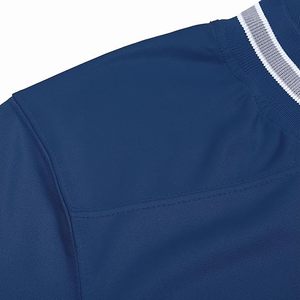 Blue Short Sleeve Sports Jersey With White Stripes On Sleeves Durable Polyester Material Outwear - Product Image 5