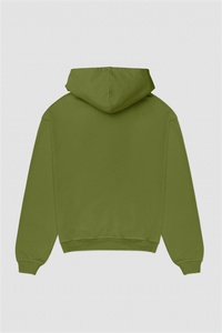 Sudadera con Capucha y Cierre para Hombre, Color Verde Oliva, Corte Regular, Color Sólido, Estilo Casual para Otoño, 100% Algodón, Diseño con Bolsillos - Product Image 2