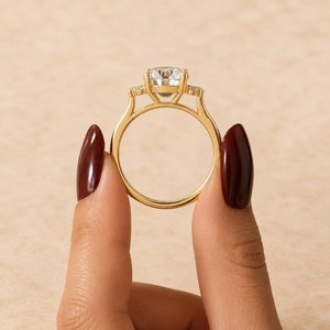 Bague de fiançailles de luxe en or massif 14 carats avec diamant rond de 2,01 carats cultivé en laboratoire, style floral, pour femme - Product Image 3