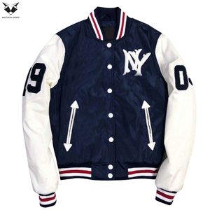 Solid Custom Contrast Color Block Best Supplier OEM Service Latest Style In Different Design Men Street Wear Varsity Jackets - Product Image 4