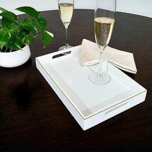Juego de bandejas decorativas de madera rectangulares con diseño geométrico Art Deco, hechas a mano, multifuncionales, para Diwali y Navidad - Product Image 5