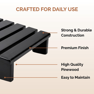 Black Wooden Under Desk Footrest Ergonomic <b>Foot</b> <b>Rest</b> <b>Stool</b> Office Chair Computer Desk Home Office Leg Support Platform - Product Image 4