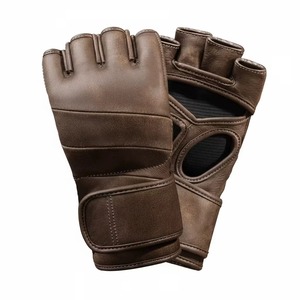 Gants de MMA en cuir marron de qualité supérieure, mitaines de grappling professionnelles pour arts martiaux, entraînement de sparring et de frappe, boxe à paume ouverte - Product Image 6