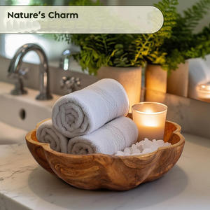 Bol en bois de teck naturel Style de luxe pour servir des aliments Snack aux fruits Table basse Comptoir Présentoir Bol Fabricant Vente en gros - Product Image 5