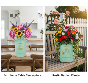 Vase en métal galvanisé Headway de 7,5 pouces, style antique, rétro, rustique, vintage, primitif, ferme, campagnard, vert - Product Image 4