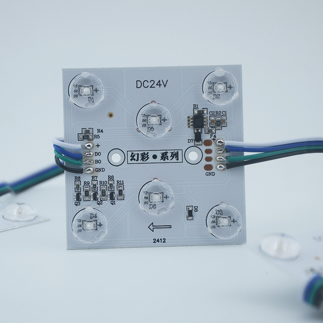 6-Point LED with RGB Lenses 6W IP20 24V 70*70mm LED Module Light Sources Pixel Blockchain Lighting for Backlighting Light Boxes