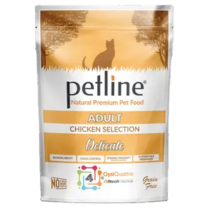 Comida húmeda delicada para gato adulto, sin granos, con bolsa de pollo en gelatina, 85 gr, venta al por mayor, comida para mascotas