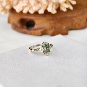 Anillo ajustable de plata de ley 925 con ágata musgosa y piedra natural, anillo de gemas hecho a mano para mujer, regalo de joyería. - Product Image 3