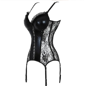 Lencería Sexy de Encaje Negro para Mujer, Elegante Corsé Tipo Camiseta, Top Corsé de Encaje Negro - Product Image 2