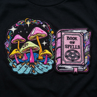 Patchs brodés gothiques sorcière, chat noir, livre magique, champignon, en toile écologique, thermocollants et à coudre, DIY pour vêtements