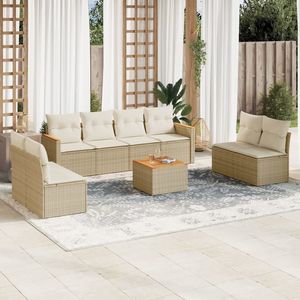 Ensemble de canapés de jardin beige, meubles en rotin d'extérieur avec coussins en mousse haute densité, design contemporain imperméable - Product Image 3