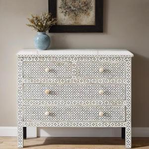 Cajón con Incrustaciones de Hueso de ILAHI, Diseño Moderno con Detalles de Ágata, Mueble Portátil para el Hogar - Product Image 1