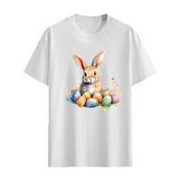T-shirt tendance et respirant pour Pâques, hauts pour enfants garçons et filles en coton, couleurs unies blanc et noir, à prix raisonnable.