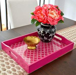 ถาดเสิร์ฟไม้สีขาวลายใหญ่ รูปทรงสี่เหลี่ยมผืนผ้า ทำจาก MDF สำหรับเสิร์ฟอาหาร เครื่องดื่ม ตกแต่งบ้าน โรงแรม โต๊ะอาหาร - Product Image 2