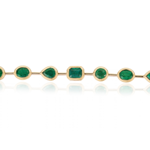 กำไลข้อมือเทนนิสทองคำแท้ 14K ประดับมรกตทรงเบเซล ดีไซน์ใหม่ล่าสุด สำหรับขายส่งประจำเดือนพฤษภาคม - Product Image 3