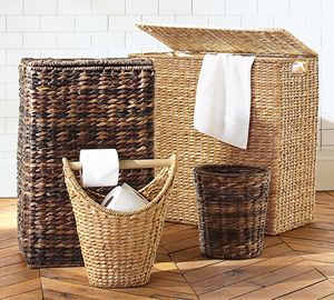 Panier à papier toilette autoportant en jacinthe d'eau tressée, écologique, pour rangement de salle de bain, style minimaliste, pour maison, hôtel, vente en gros, B2B - Product Image 4