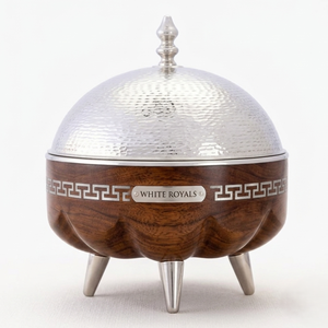 Royal Luxury Ramadan Hotpot Premium Wooden & Hammered Silver Casserole <b>Chafing</b> <b>Dish</b> <b>Buffet</b> <b>Set</b> for Gulf Wholesale - Product Image 1